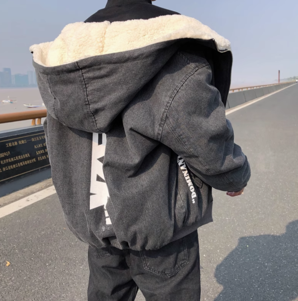 羊羔绒棉衣男秋冬加绒加厚牛仔外套潮牌棉服男款宽松痞帅面包棉袄